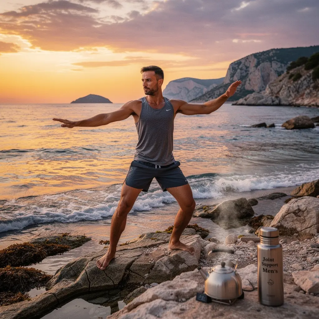 Ilustracija zglobova s naglaskom na zdravlje i pokretljivost uz čaj.