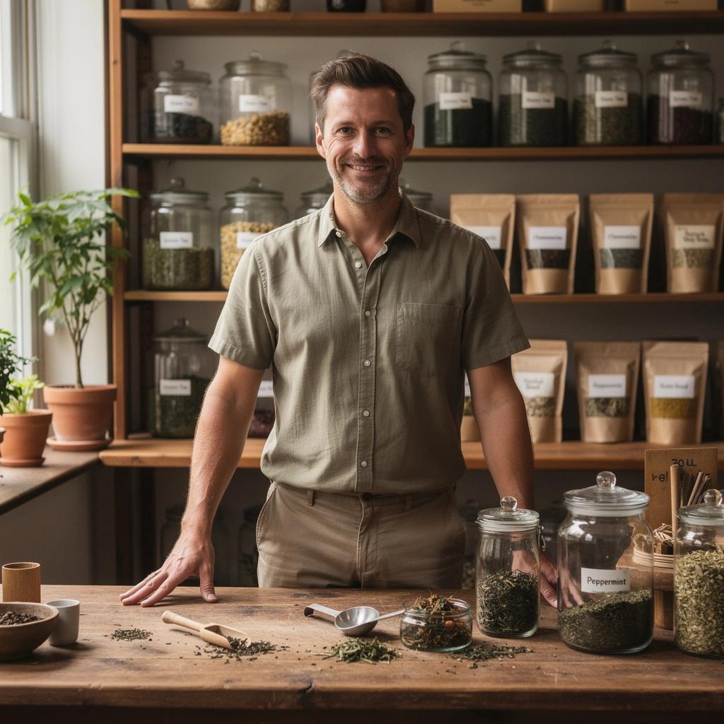 Aktivan muškarac u prirodi, uživa u šalici čaja za podršku zglobovima.